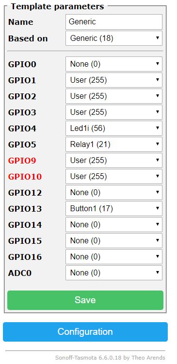Template configuration