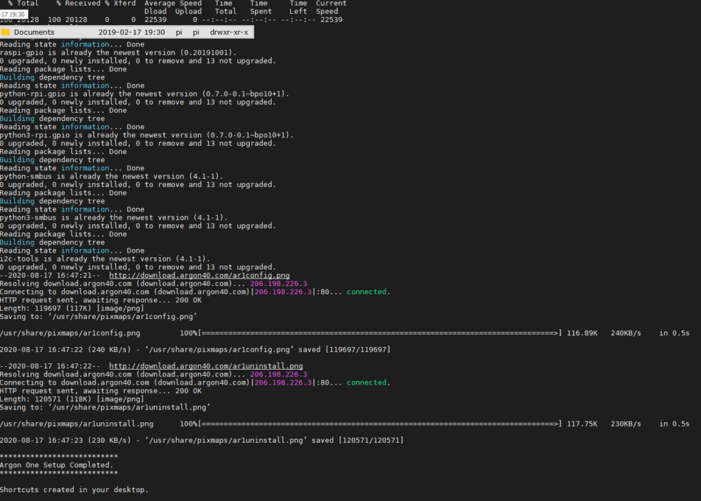Results of the CURL command
