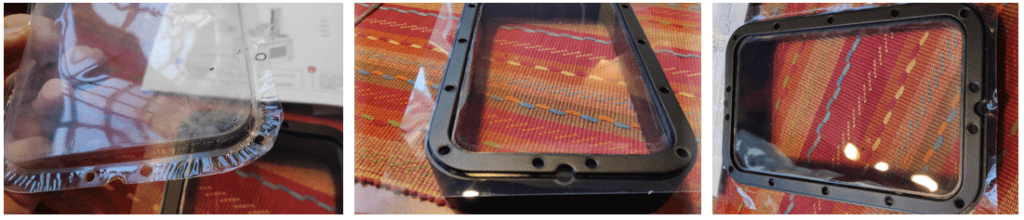 Old film removal, new film being fitted