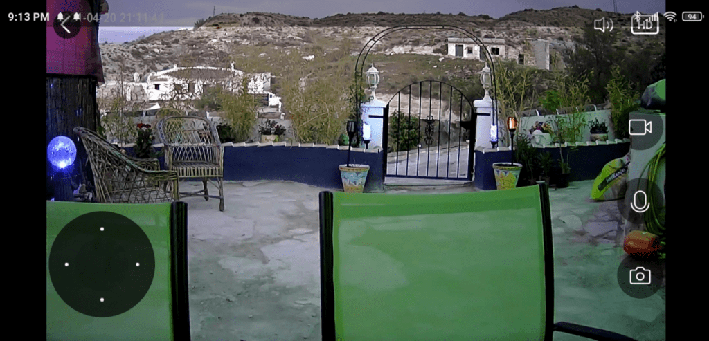 After sunset - some solar lighting active (hence the green on the chairs) - Blitzwolf BW-SHC3
