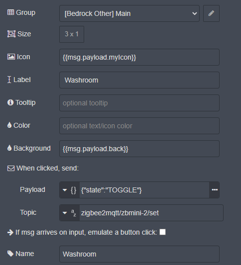 Node-Red properties dialog