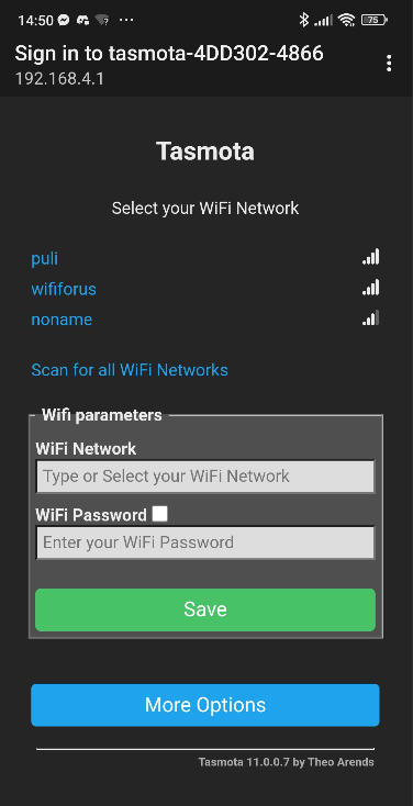 Tasmota Web Interface