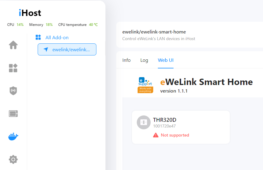 iHost showing list of devices - not good at this point