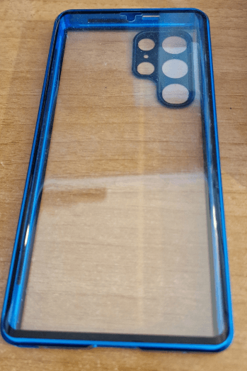 GLASS phone 360 cover - but dumb PLASTIC non-eremoveable lens covers and no seal around the 2 halves of the case.