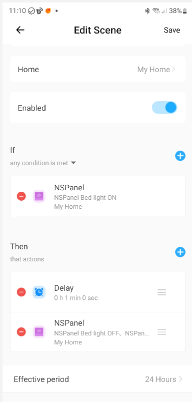 Sonoff NSPANEL simple scene
