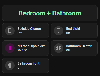 Home Assistant dashboard section including bathroom lighting.