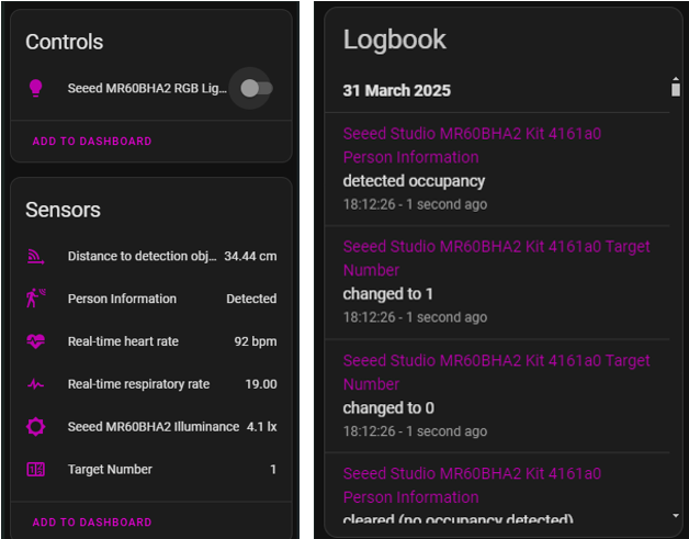MR60BHA2 mmWave Sensor with XIAO ESP32C6