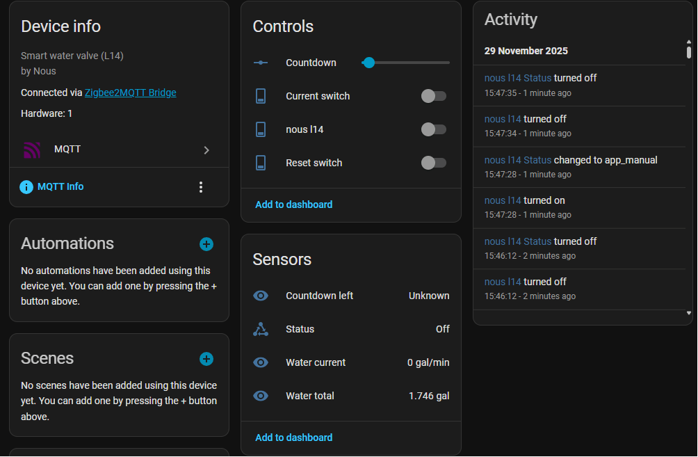 Nous L14 in Home Assistant