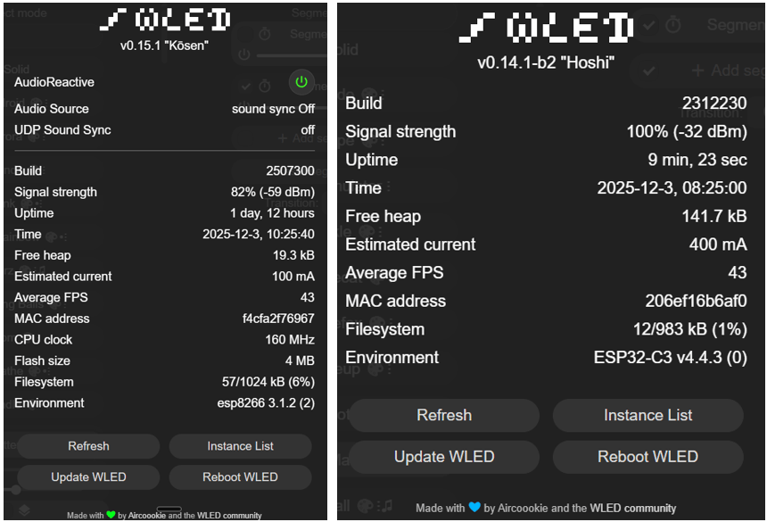 Official WLED vs Carenuity Installer