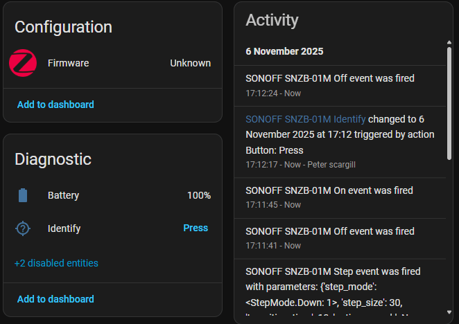 Sonoff Orb 4-in-1 in Zigbee2MQTT - photo by Peter Scargill