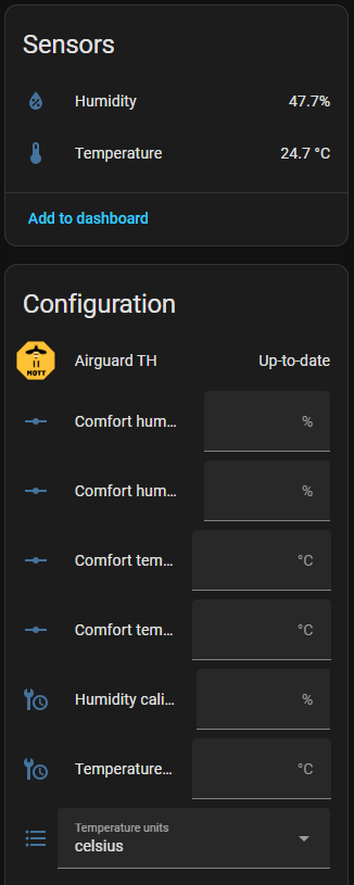 Airguard TH in Home Assistant