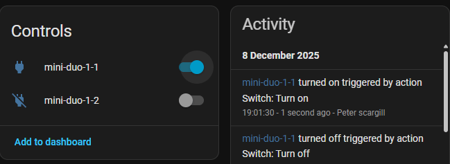 Sonoff Mini-Duo (WiFi) using Matter